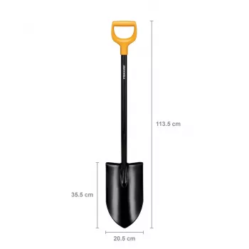 Fiskars Solid+ XL Rýľ s ostrým listom a oceľovou D rukoväťou, list z borovej ocele, 1250 mm