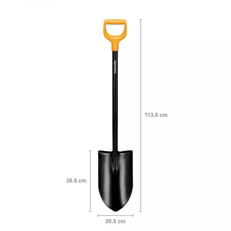 Fiskars Solid+ XL Rýľ s ostrým listom a oceľovou D rukoväťou, list z borovej ocele, 1250 mm