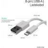 Flexline USB nabíjací a synchronizačný kábel, USB-A na 8-pin (Lightning), 2.0, ABS, biely, 5,0 m (FL31-12048)