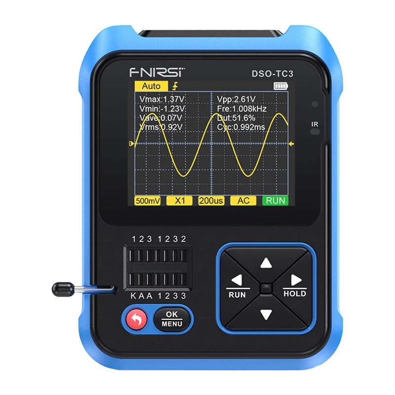 FNIRSI DSO-TC3 ručný digitálny osciloskop tester tranzistorov generátor signálu 3-in-1