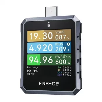 FNIRSI FNB-C2 USB tester – 1,44-palcový TFT, 4-28V/0-7A, PD/QC/PPS trigger a detekcia