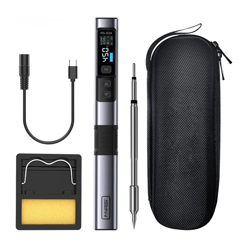FNIRSI HS-02A 100 W smart spájkovačka s USB-C PD, OLED displejom, rýchlym ohrevom