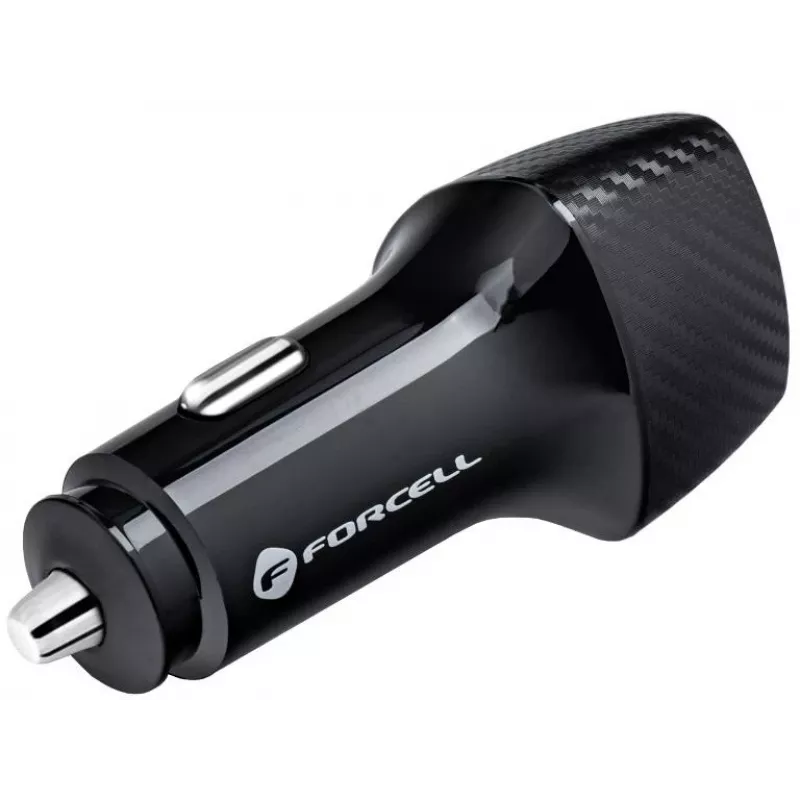 Forcell Carbon CC50-1A1C 38W auto nabíjačka USB-C PD 3.0 + USB-A QC 3.0 čierna