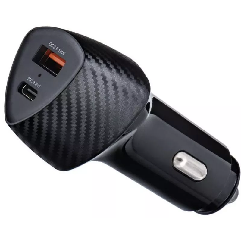 Forcell Carbon CC50-1A1C 38W auto nabíjačka USB-C PD 3.0 + USB-A QC 3.0 čierna