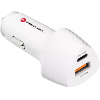 Forcell Carbon CC50-1A1C 38W USB-C PD + USB-A QC 3.0 auto nabíjačka - biela