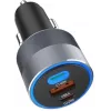 Forcell F-Energy 65 auto nabíjačka 65W, 2x USB-C (PD 3.0) & 1x USB-A (QC 4.0), sivá