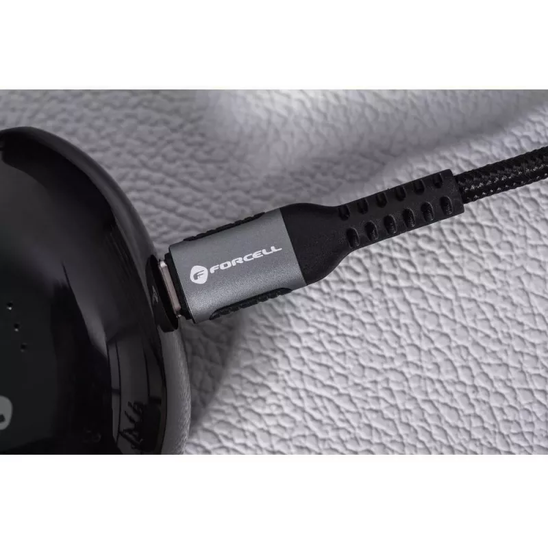 Forcell F-Energy Cafule kábel USB-C na USB-C 2 m 240 W PD 5A QC 4.0 pletený čierny