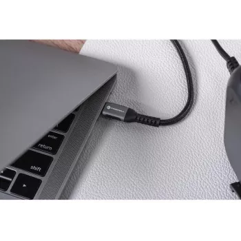 Forcell F-Energy Cafule kábel USB-C na USB-C 2 m 240 W PD 5A QC 4.0 pletený čierny