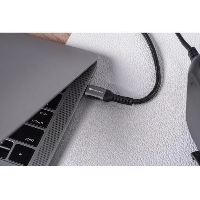 Forcell F-Energy Cafule USB-C na USB-C kábel 3m 240W PD 3.1 QC 4.0 pletený čierny