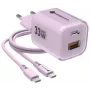 Forcell F-Energy GaN III VT-41 33W 1x USB-C 1x USB-A PD 3.0 QC 4.0 nástenná nabíjačka fialová