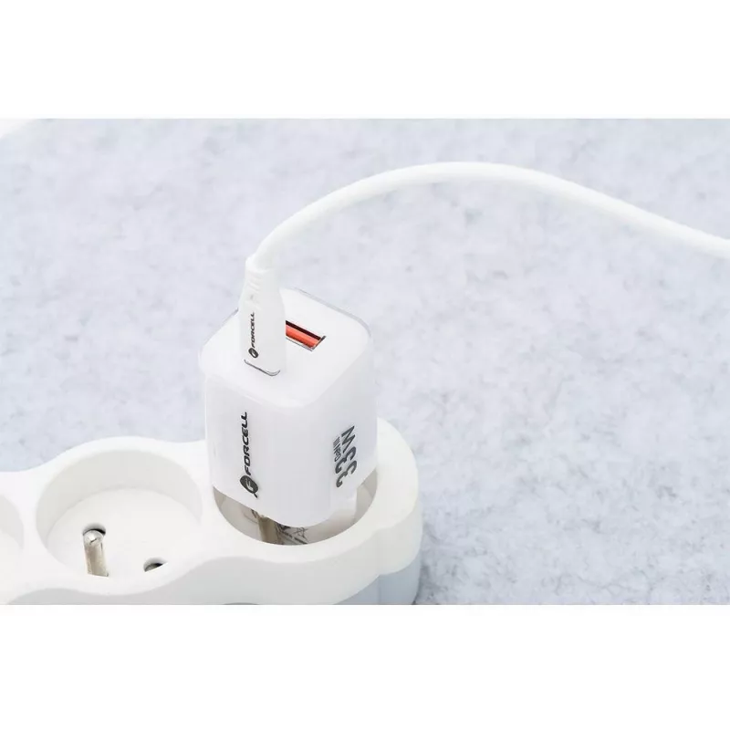 Forcell VT-41 GaN III 33W nástenná nabíjačka s 1x USB-C PD 3.0 & 1x USB-A QC 4.0 (biela)