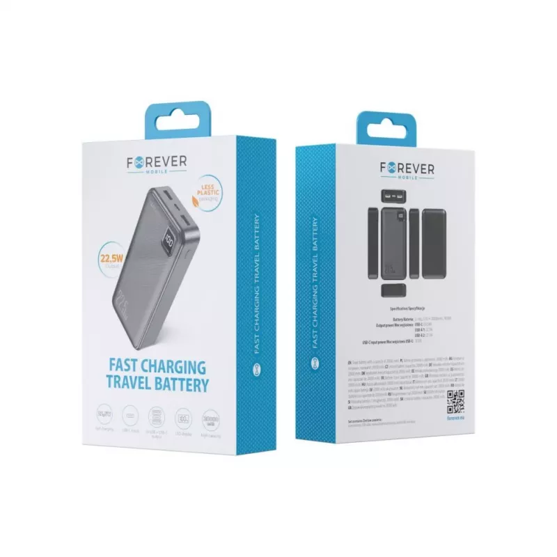 Forever Power Bank TB-300L PD QC 22.5W 20000 mAh čierna
