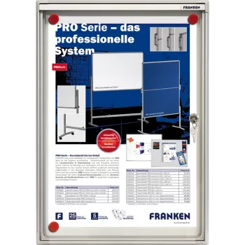 FRANKEN X-tra!Line uzamykateľná interiérová čierna nástenka 1 x DIN A4, magnetický suchý zotierateľný povrch, strieborný eloxovaný hliníkový rám (FSA1)