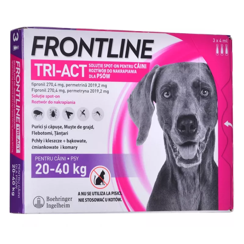 FRONTLINE Tri-act L 20-40 kg - antiparazitické kvapky pre psov - 3 x 4 ml