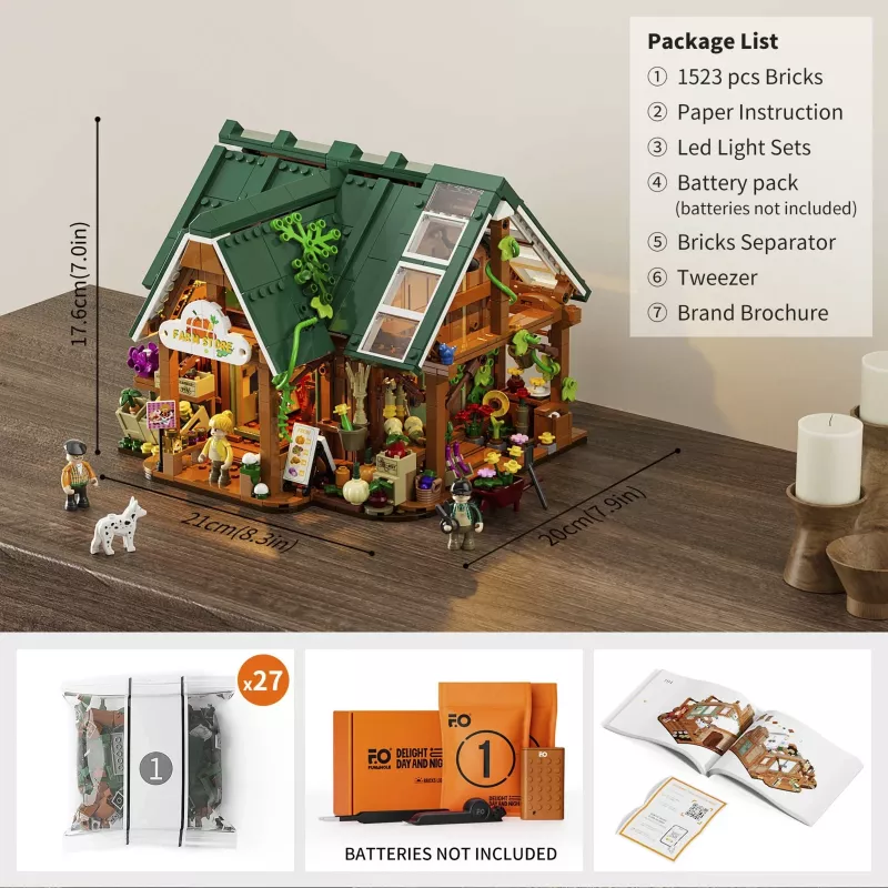 Funwhole Lumibricks Farm Store stavebnica (2688 dielov) s LED osvetlením