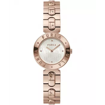 FURLA Arco Mini dámske quartzové hodinky WW00004008L3 30mm strieborný biely ciferník čierny kožený remienok