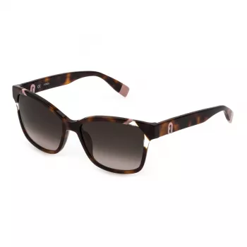 FURLA SFU470-5401AY dámske slnečné okuliare - čierny acetátový rám, sivé gradientové šošovky, 54 mm