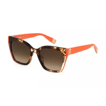 FURLA SFU708-5402AD dámske slnečné okuliare Havana acetátový rám hnedé gradientové šošovky 54 mm