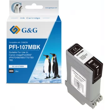 G&G Atramentová kazeta kompatibilná s Canon PFI-107MBK (6704B001), matná čierna