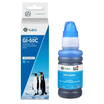 G&G Ninestar kompatibilná azúrová náplňová atramentová fľaša pre Canon GI-50 (70 ml, 7000 strán) - 19383