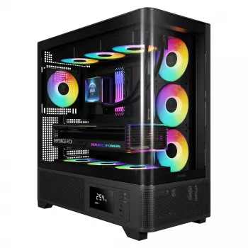 Gamdias Atlas P2 GAMING Mid-Tower ARGB skriňa z tvrdeného skla, čierna, 4x120mm ARGB ventilátory