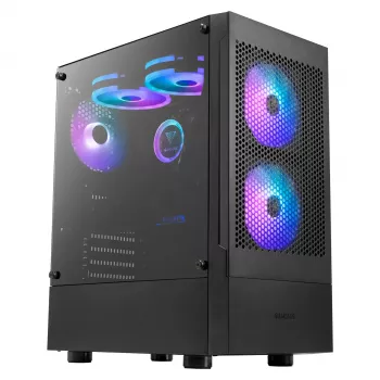 Gamdias Talos E3 Mesh RGB midi-tower ATX skriňa s tvrdenými sklenenými panelmi (čierna)