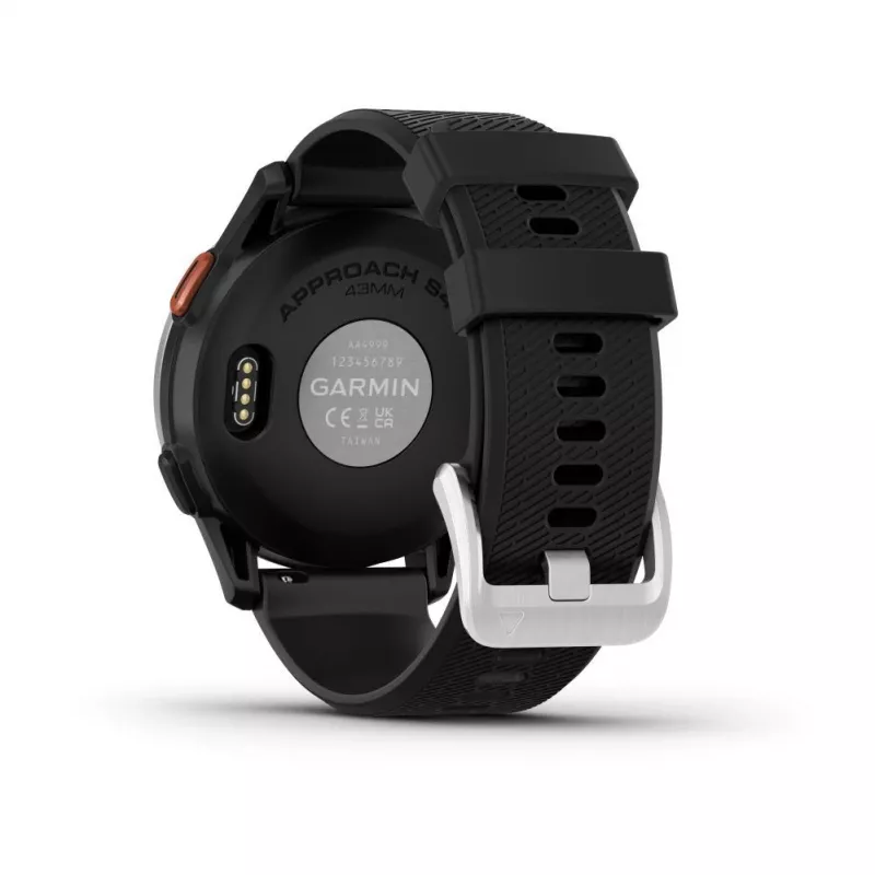 Garmin Approach S44 strieborná hliníková luneta s čiernym silikónovým remienkom