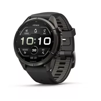 Garmin fēnix 9 Pro – inReach, 43mm, Carbon Gray DLC Titanium s Black/Pebble Grey silikónovým remienkom
