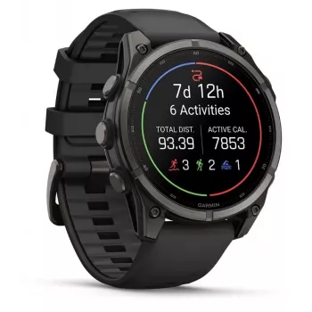 Garmin fenix 9 – 47 mm, Carbon Grey DLC titán so silikónovým remienkom čierny