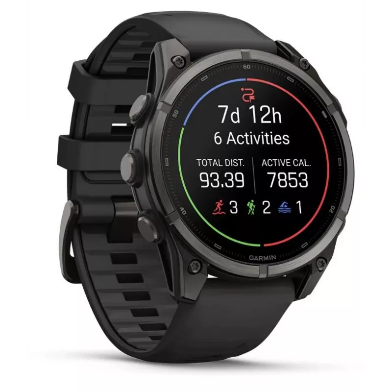 Garmin fenix 9 – 47 mm, Carbon Grey DLC titán so silikónovým remienkom čierny