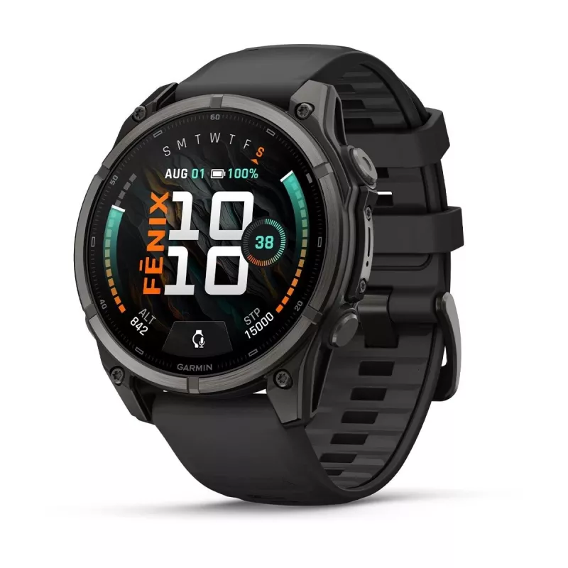 Garmin fenix 9 – 47 mm, Carbon Grey DLC titán so silikónovým remienkom čierny