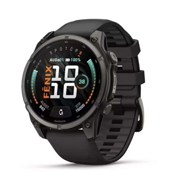 Garmin fenix 9 – 47 mm, Carbon Grey DLC titán so silikónovým remienkom čierny