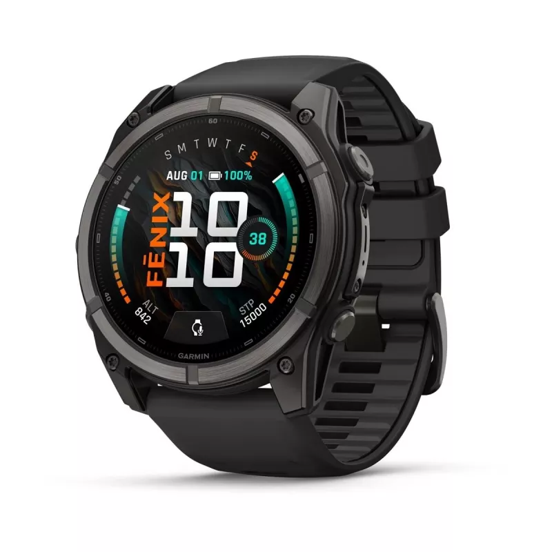 Garmin fenix 9 – 51 mm, Carbon Grey DLC Titanium s čiernym silikónovým remienkom 010-04763-11