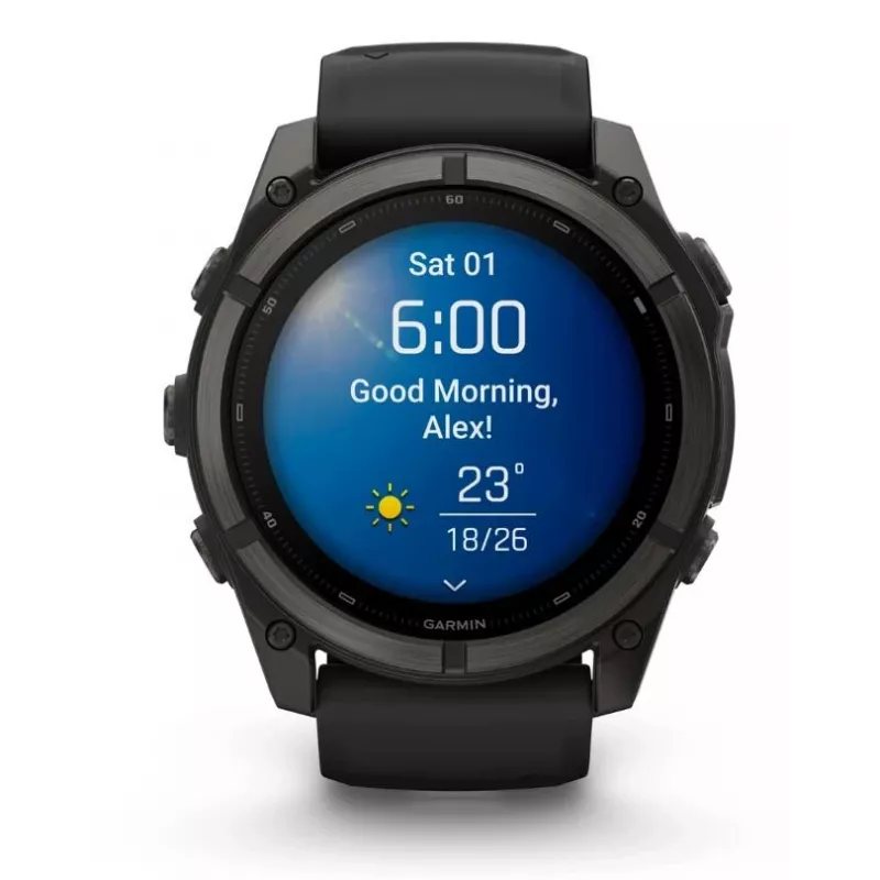 Garmin fenix 9 – 51 mm, Carbon Grey DLC Titanium s čiernym silikónovým remienkom 010-04763-11