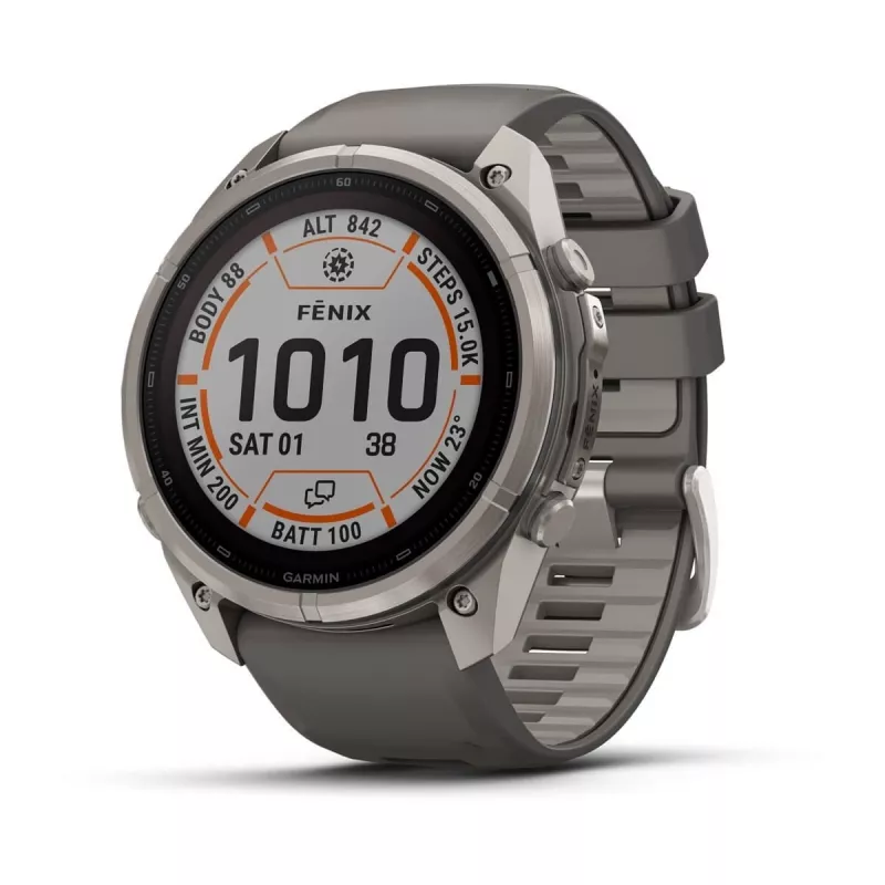 Garmin Fenix 9 Pro – inReach, Solar, 51mm titán s kamienkovosivým silikónovým remienkom