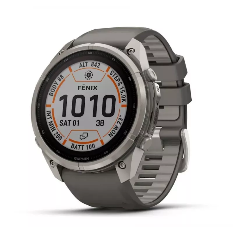 Garmin Fenix 9 Pro – inReach, Solar, 51mm titán s kamienkovosivým silikónovým remienkom
