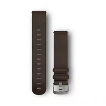 Garmin Quick Release remienky (20 mm) tmavohnedá koža, strieborný hardvér