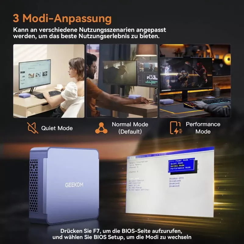 GEEKOM AX8 MAX Mini PC, Intel Core i7-12650H, 16GB DDR5, 512GB SSD, Windows 11 Pro, strieborná