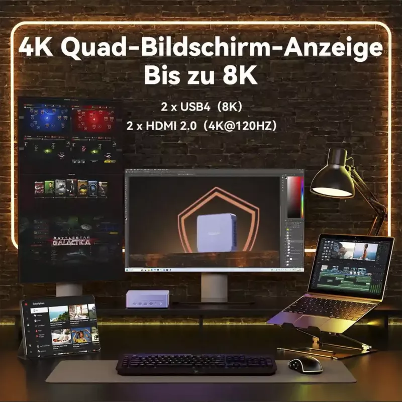 GEEKOM AX8 MAX Mini PC, Intel Core i7-12650H, 16GB DDR5, 512GB SSD, Windows 11 Pro, strieborná