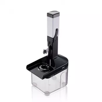 GEFU CORER odpeckovač sliviek s nerezovou tyčou, manuálny odpeckovač ovocia pre slivky, mirabelky a ringloty, ergonomická rukoväť, vhodný do umývačky riadu, biela/sivá