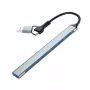 Gembird 7-portový USB 3.2 Gen 2 hub - 6x USB-A 2.0 + 1x USB-A 3.2, strieborný