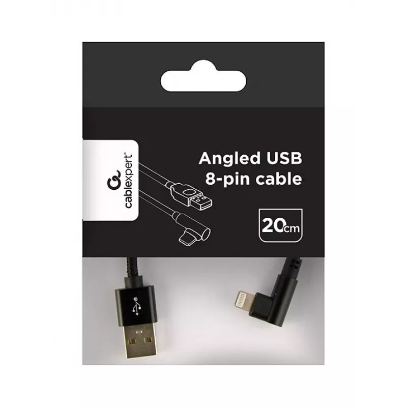 GEMBIRD rohový konektor pletený USB-A na 8-pin Lightning kábel 0,2 m čierny