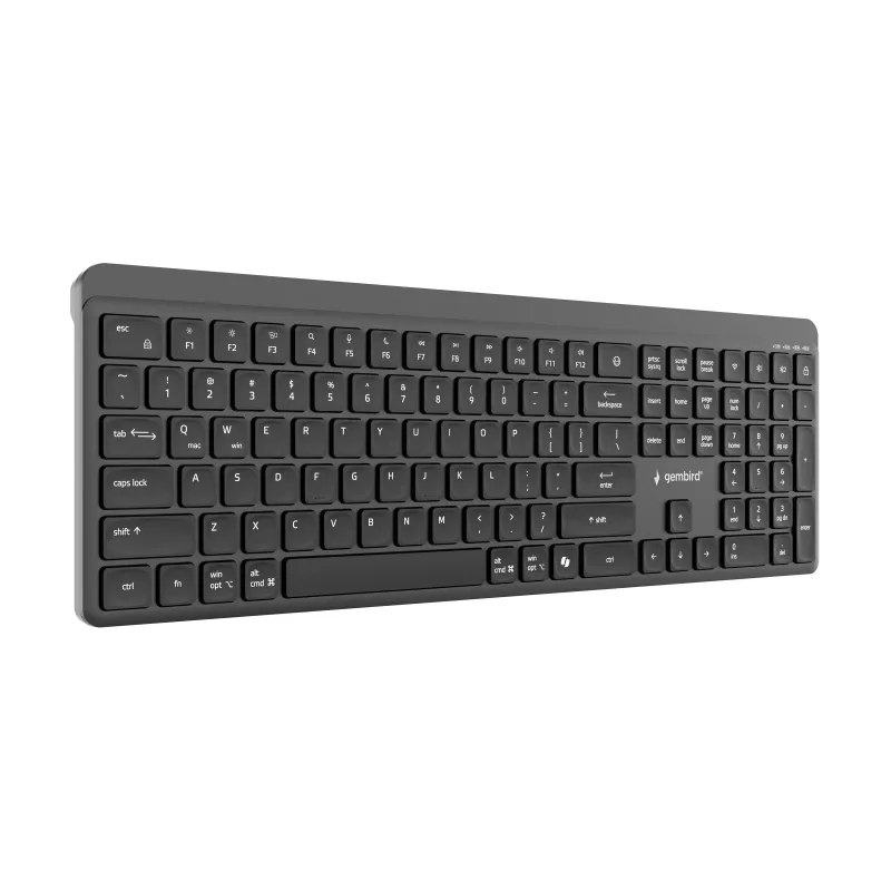Gembird KB-WPS-03 Dual-Mode Pro-Business Slim bezdrôtová klávesnica, 2.4G + Bluetooth, US rozloženie, čierna