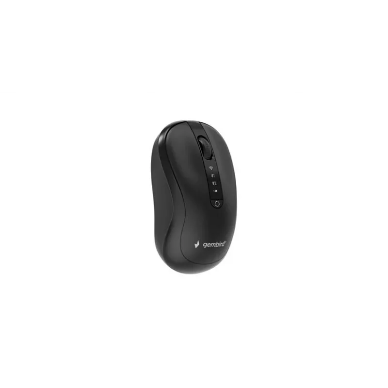 Gembird MUSW2-4B-01 Dual-Mode bezdrôtová myš (2,4 GHz + Bluetooth 5.0) s 1600 DPI optickým senzorom, 4 tlačidlá, obojručná, čierna