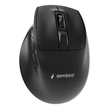 Gembird MUSW3-9B-01 trojrežimová bezdrôtová ergonomická myš (2,4 GHz + Bluetooth + USB-C), 2400 DPI, 9 tlačidiel, čierna