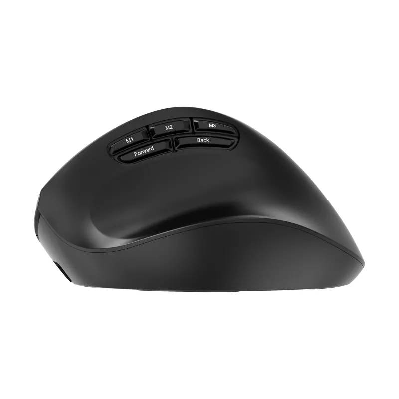 Gembird MUSW3-9B-01 trojrežimová bezdrôtová ergonomická myš (2,4 GHz + Bluetooth + USB-C), 2400 DPI, 9 tlačidiel, čierna