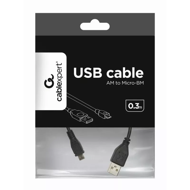 Gembird USB 2.0 kábel Micro-USB AM-MBM5P 0,3m čierny
