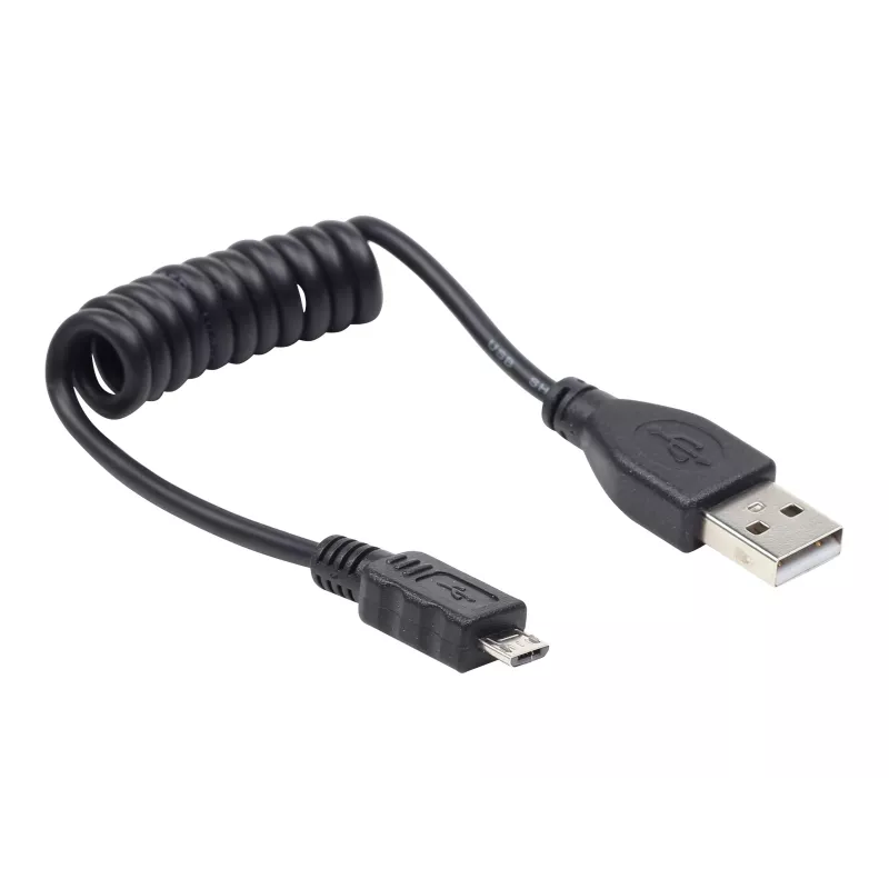 Gembird USB 2.0 kábel USB-A na Micro-USB-B 0,6m čierny špirálový kábel