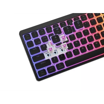 GENESIS Thor 430 TKL bezdrôtová mechanická herná klávesnica, Outemu Red spínače, RGB podsvietenie, trojrežim (USB-C/2.4GHz/Bluetooth), US-anglické QWERTY, čierna