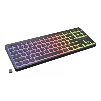 GENESIS Thor 430 TKL bezdrôtová mechanická herná klávesnica, Outemu Red spínače, RGB podsvietenie, trojrežim (USB-C/2.4GHz/Bluetooth), US-anglické QWERTY, čierna